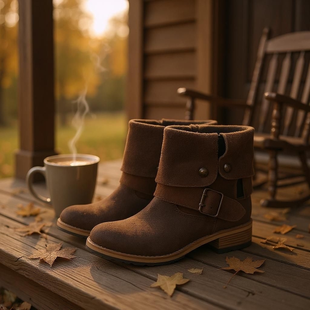 Brown Ankle Boots with Buckle